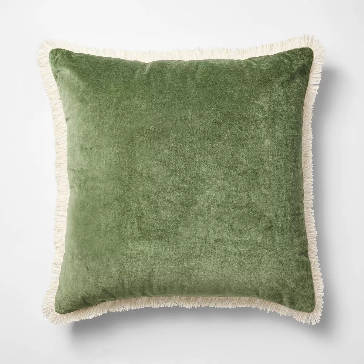 Oversized Square Solid Velvet Pillow w/ Fringe Army Green  - Threshold™ Designed with Studio Mc... | Target