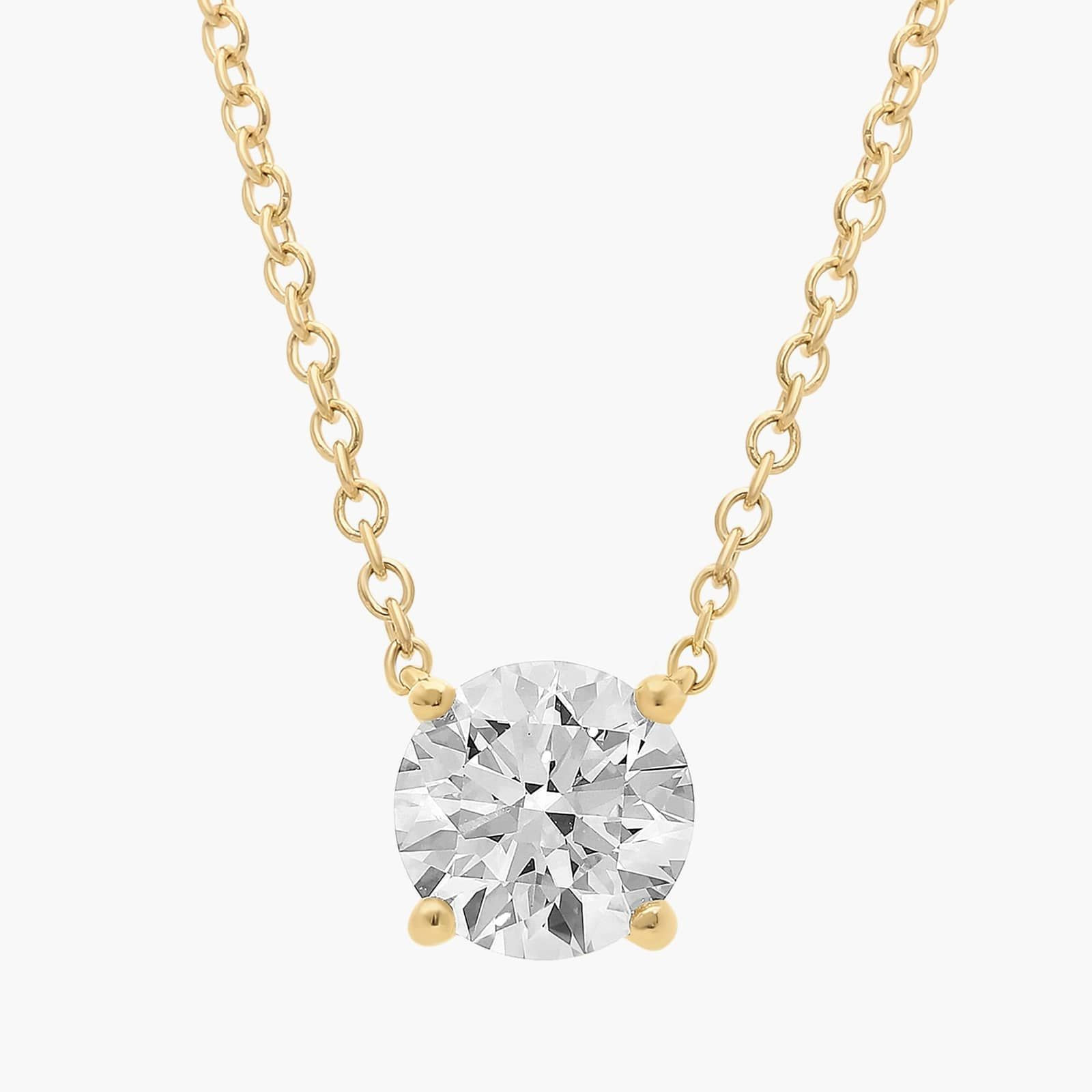 Four Prong Basket Solitaire Lab Grown Diamond Pendant  In 14K Yellow Gold (1 1/2 Ct. tw. - F-G / ... | Blue Nile