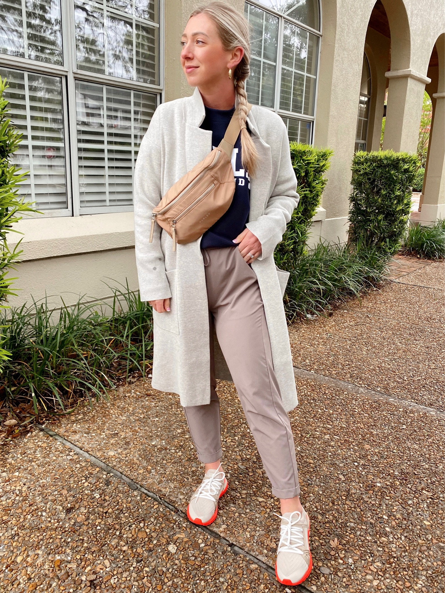 Target Pants (size small) / J.Crew Coatigan (size XS—runs big) / Adidas (runs 1/2 size big, normally size 7.5, wearing size 7 in these) 💗

Travel outfit, belt bag, joggers, sneakers 

#LTKtravel #LTKstyletip #LTKsalealert