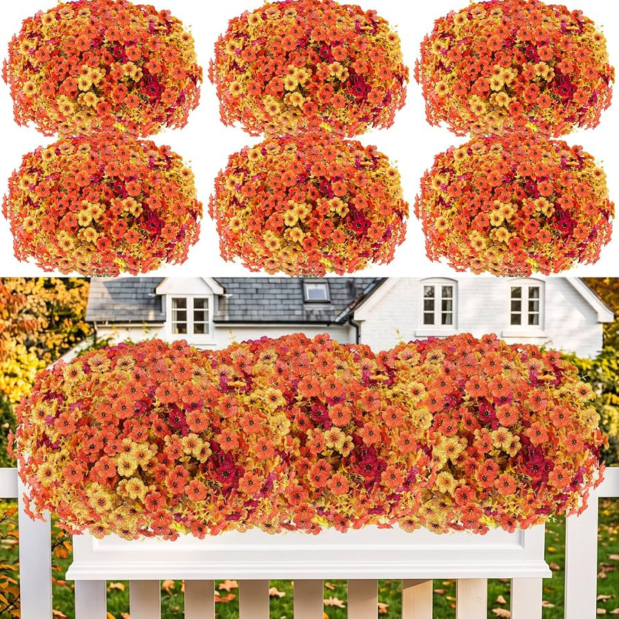 13 Bundles Artificial Fall Flowers Fake Mums for Outdoor (Autumn Colors) | Amazon (US)