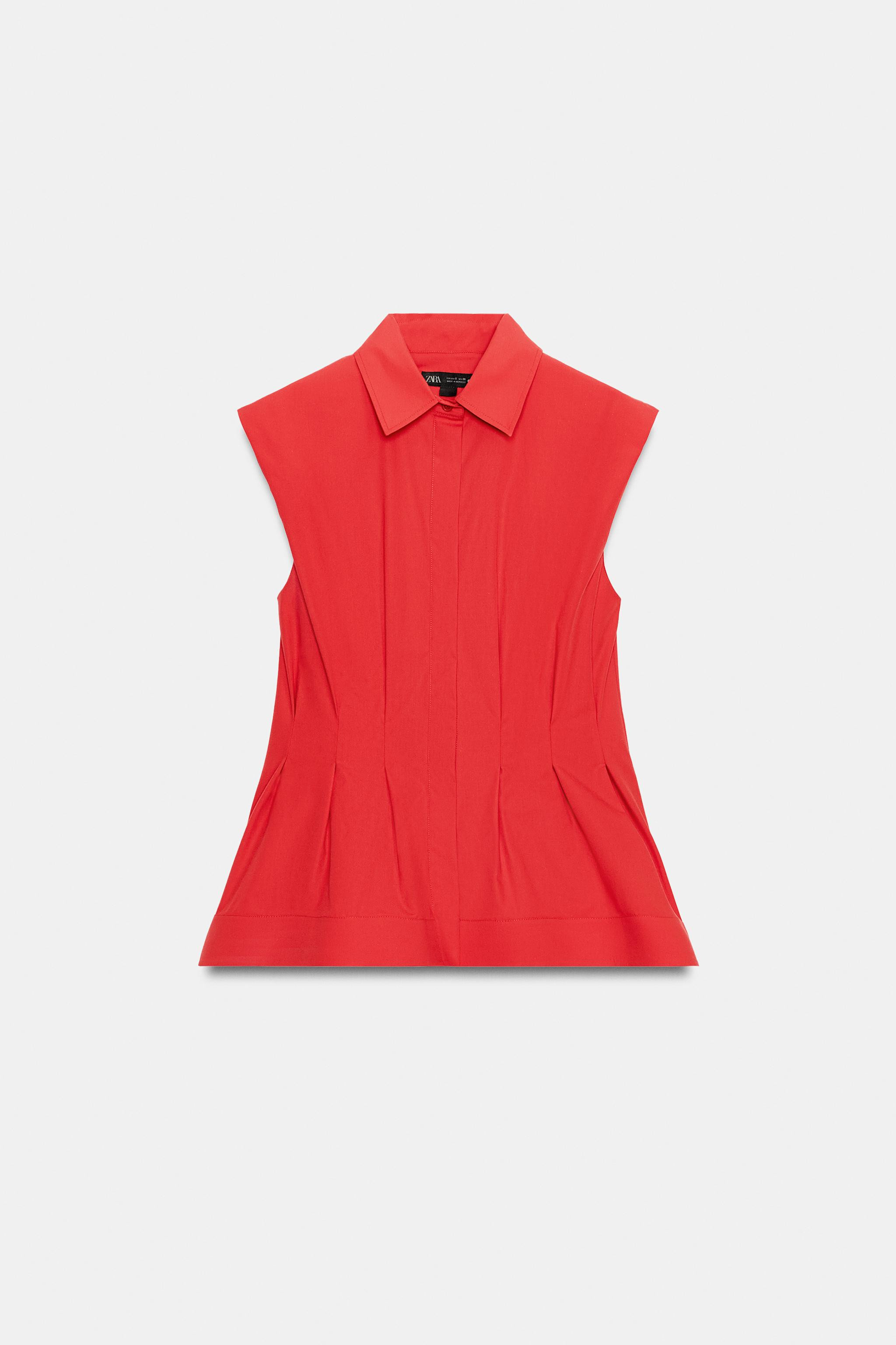 ZW COLLECTION PLEATED SLEEVELESS SHIRT | Zara US