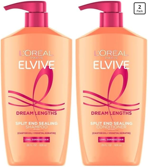 L'Oreal Paris Elvive Dream Lengths Shampoo and Conditioner Set, Seals Split Ends, Hydrating & Str... | Amazon (US)