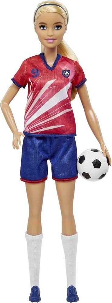 Barbie Careers Fashion Doll & Accessory, Soccer Player with Blonde Ponytail, #9 Uniform, Tall Soc... | Amazon (US)
