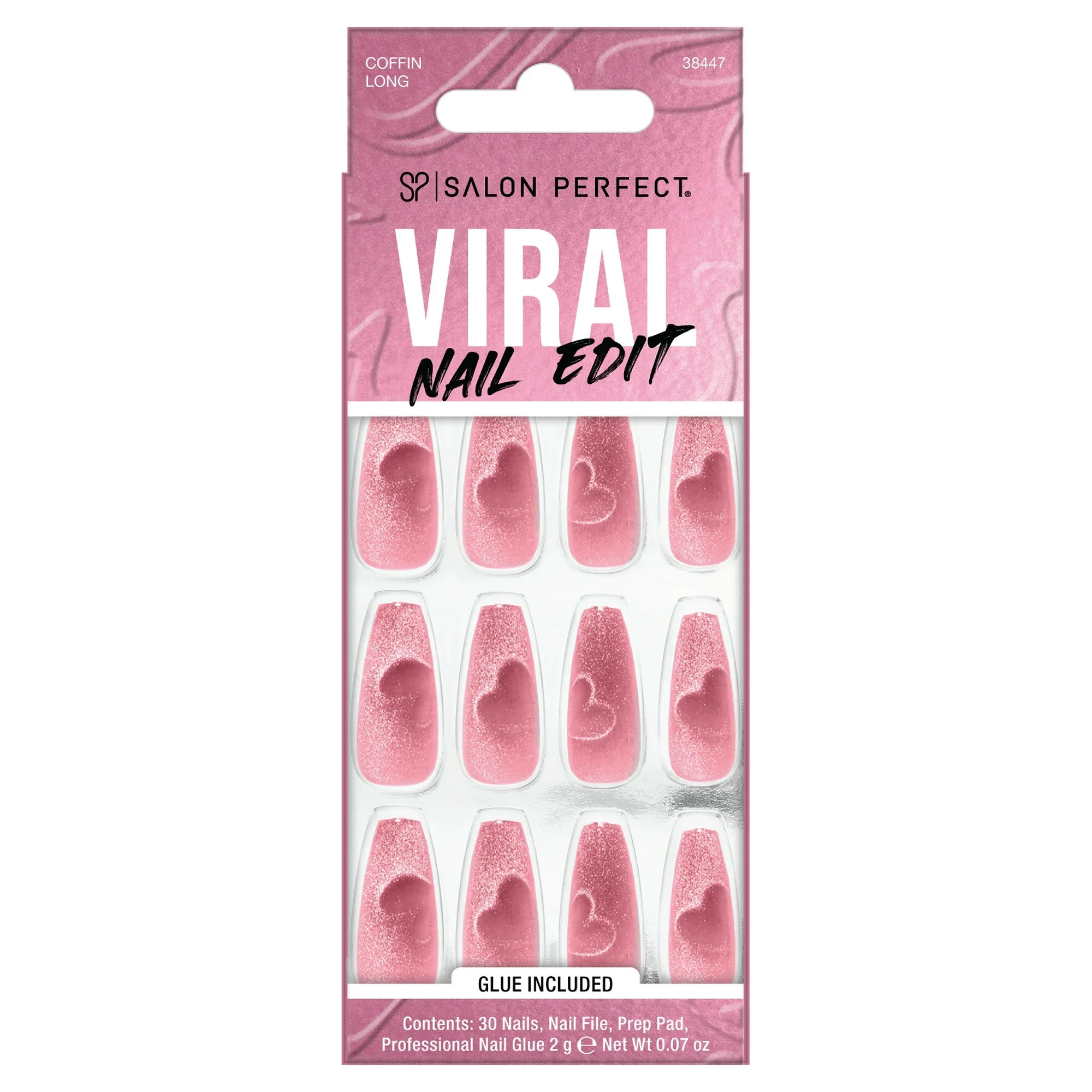 Salon Perfect Artificial Fake Press On Nails, 310 Viral Nail Edit, Magnetic Heart, Long Coffin, F... | Walmart (US)