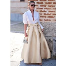 Luxurious Night Bowknot Pleated A-Line Skirt for Cocktail Parties & Formal Events | Chicwish