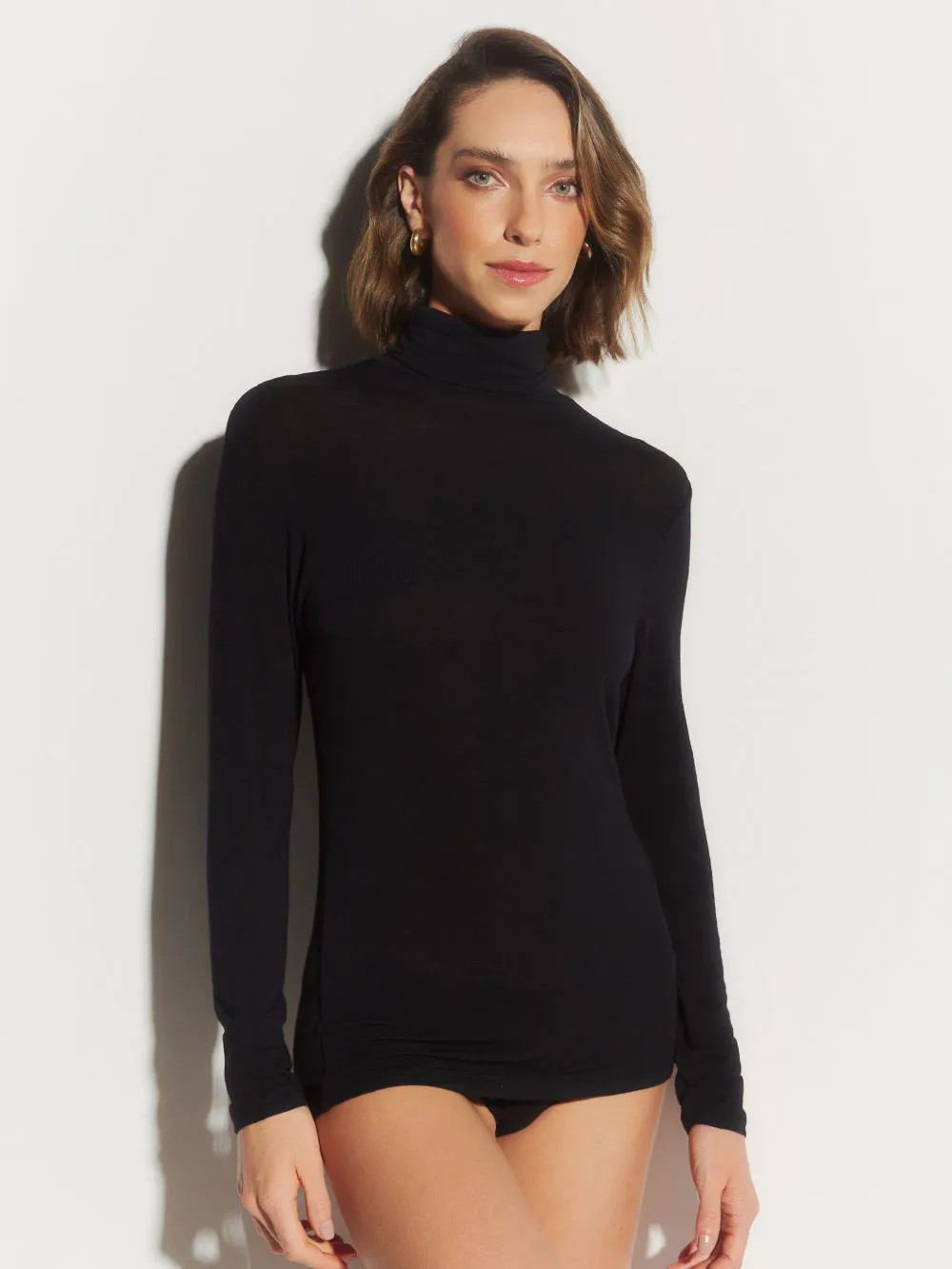 Blusa Com Gola Manga Longa Cashmere Donatella PRETO - Lingeries perfeitas para você! | Loungerie... | Loungerie (BR)