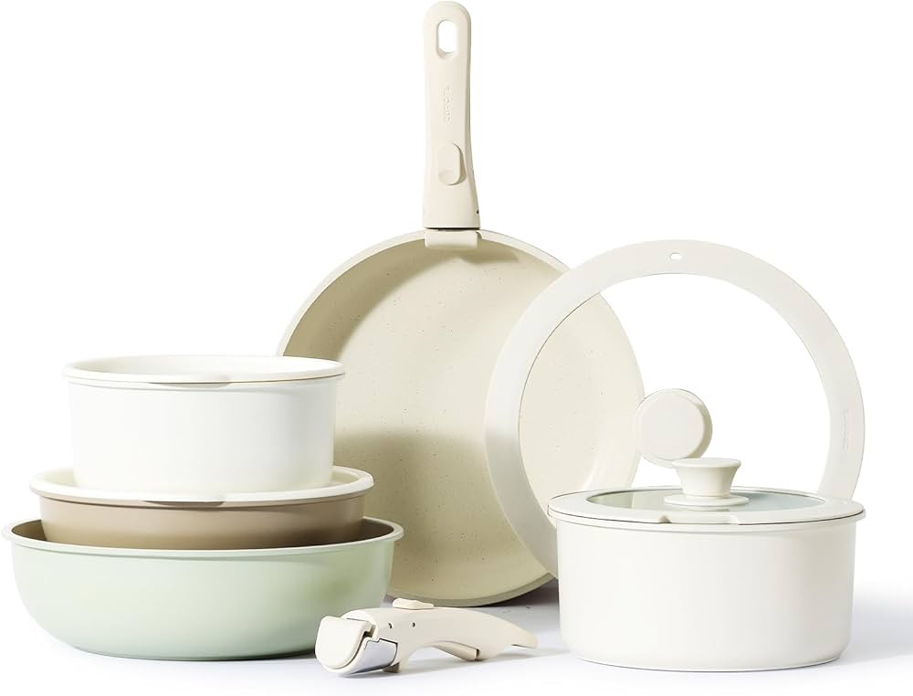 CAROTE 11pcs Pots and Pans Set, Nonstick Kitchen Cookware Sets with Detachable Handles, Induction... | Amazon (US)