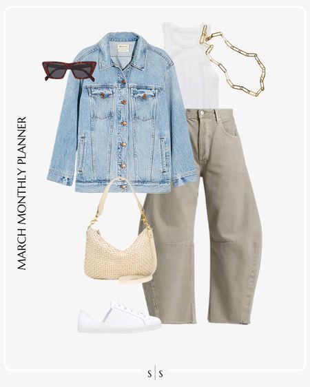 Monthly outfit planner: MARCH: Winter to Spring transitional looks | barrel jeans, denim jacket, white tank, sneakers, woven bag

See the entire calendar on thesarahstories.com ✨ 



#LTKstyletip