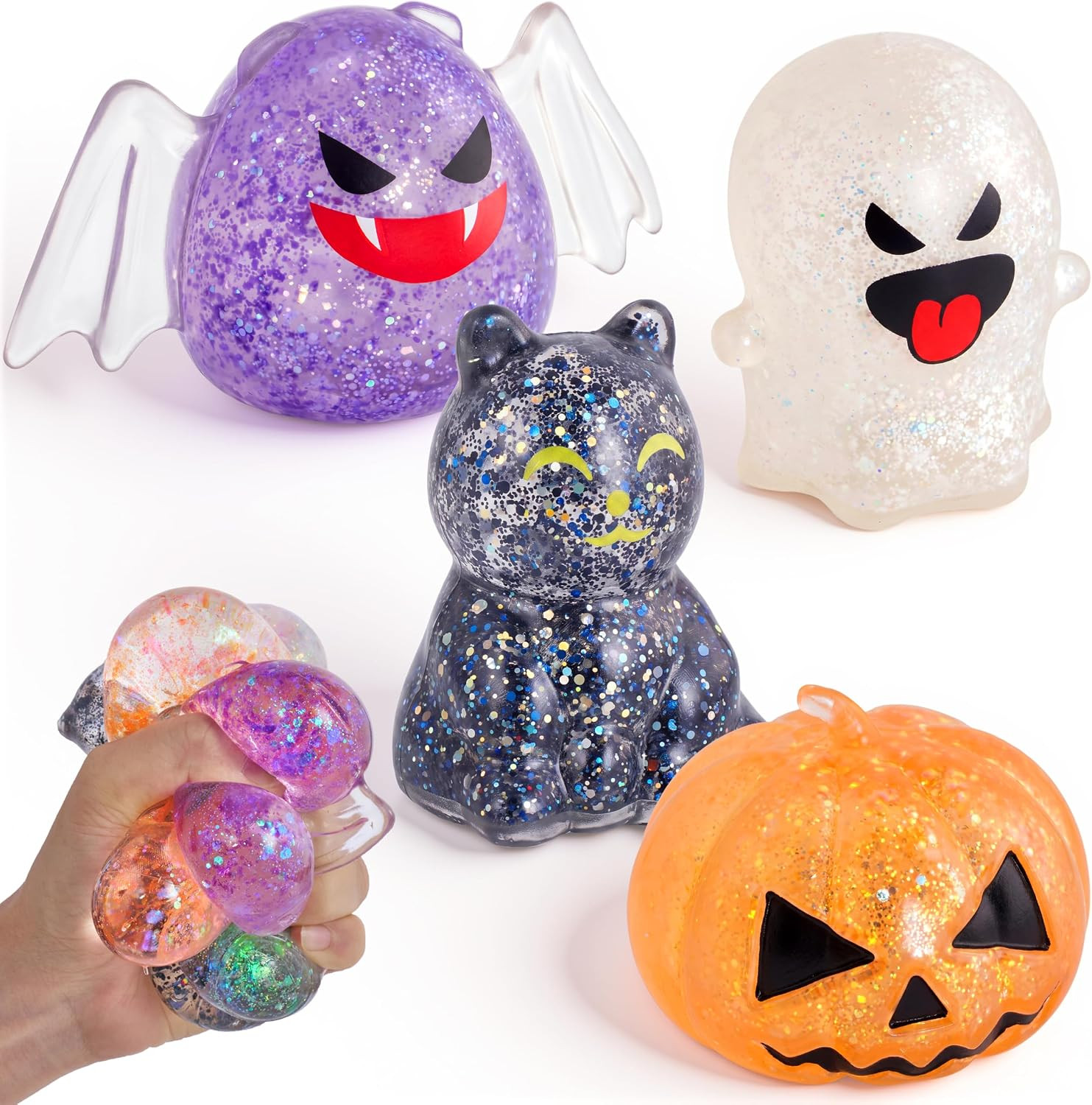 JOYIN 4 PCS Halloween Glitter Squishy Toys, Slow Rising Squishy Toys, Anxiety Relief Stress Balls, Sensory Toy for Kids Teens, Party Favors, Trick or Treating, Classroom Prize | Amazon (US)