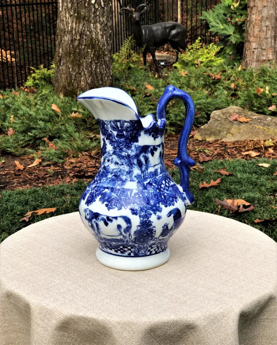 Decorative 11.5 Blue on White Stoneware Pitcher Blue | Etsy | Etsy (US)