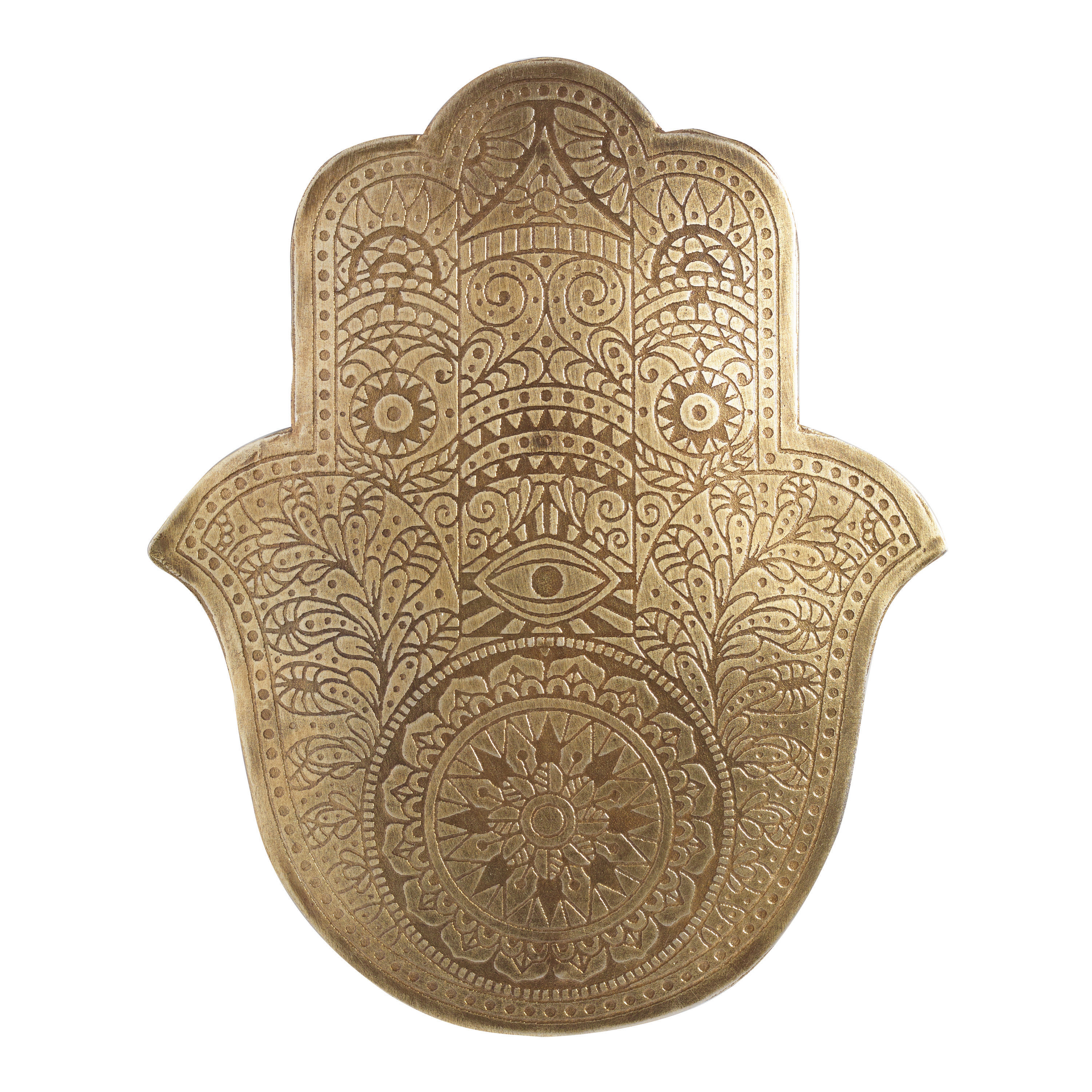 Small Antique Brass Etched Hamsa Wall Decor | World Market