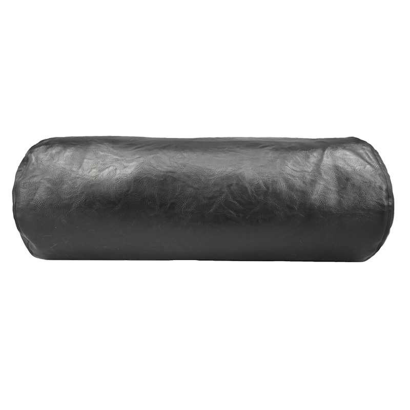 Black Faux Leather Bolster Pillow | At Home