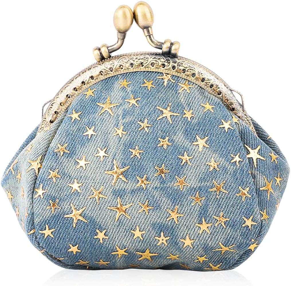 Five-Pointed Star Coin Purse Denim Change Pouch Wallets Buckle with Kisslock Clasp Coin Holder Cl... | Amazon (US)