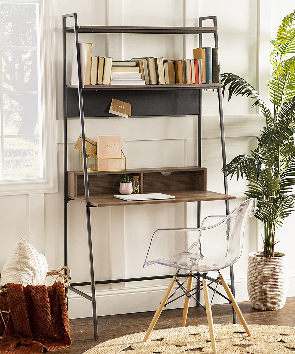 Walker Edison Desks Mocha - Mocha Metal & Wood Ladder Desk | Zulily