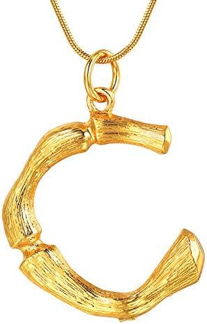 FOCALOOK Bamboo Initial Necklace Stainless Steel Based 18k Gold/Black Gun Plated DIY Womens Mens... | Amazon (US)