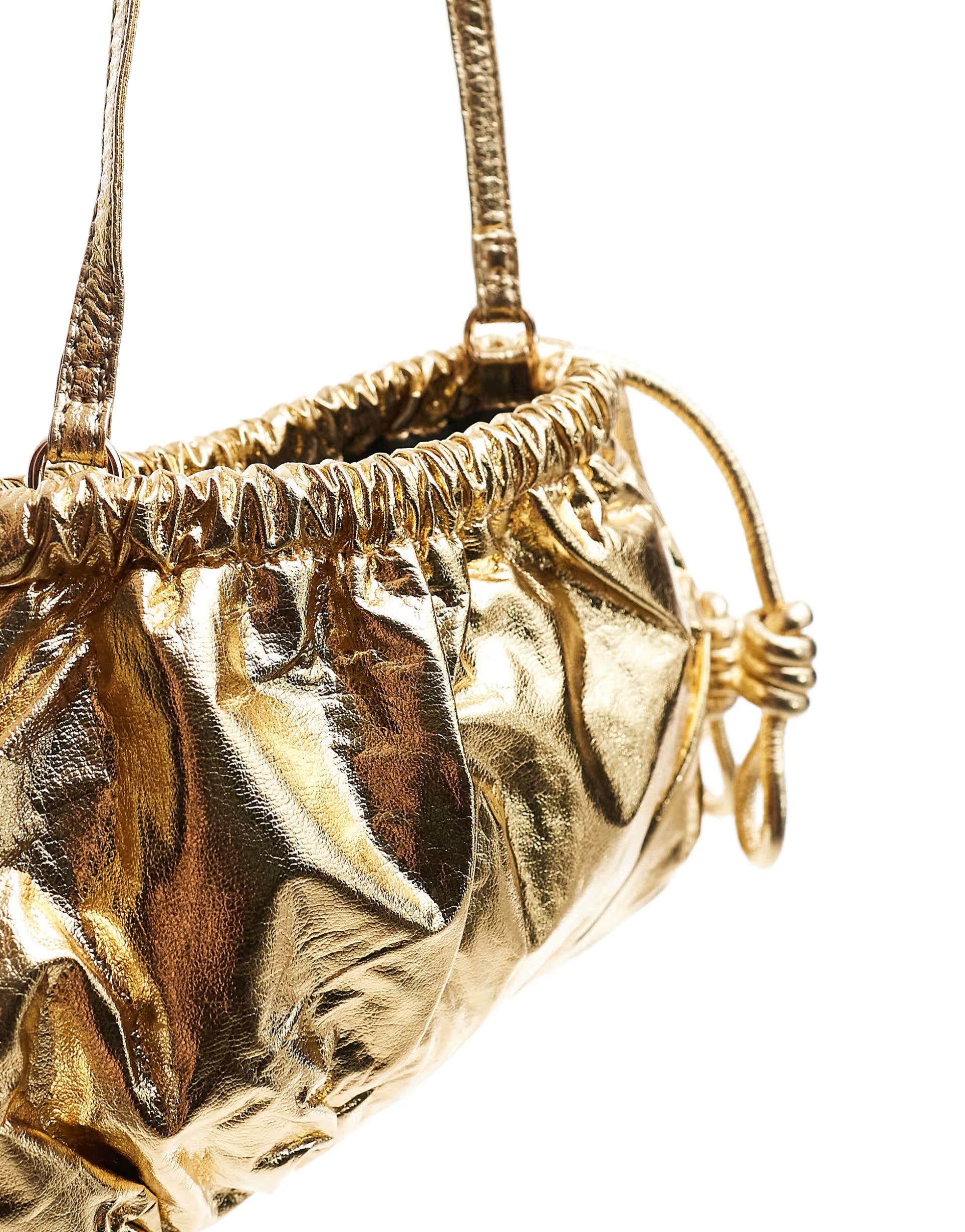 ASOS DESIGN mini metallic drawstring clutch in gold | ASOS (Global)