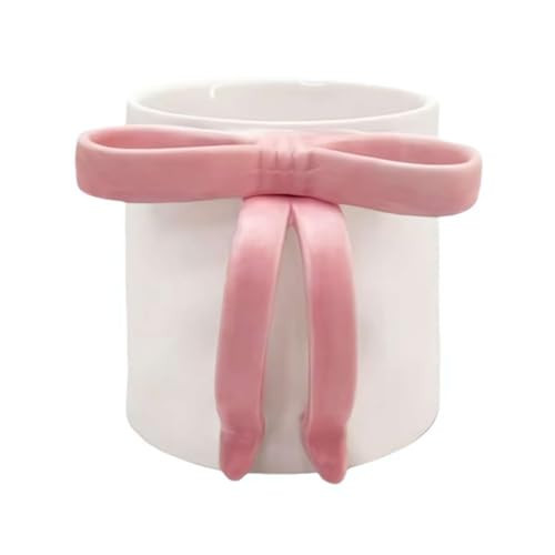 Christmas Bow Mug, Charming Ribbon Mug, Coffee Mug with Bow Handle, 12oz Coquette Pink Ceramic Coffee Mug with Pink Bow Handle for Women, Mugs Gifts for Women Christmas Valentine's Day (Dark Pink) | Amazon (US)