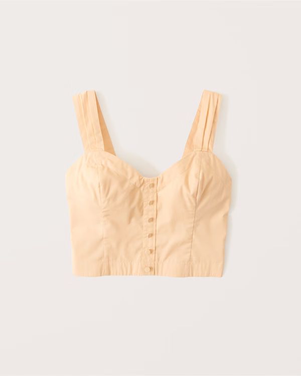 Wide Strap Poplin Button-Through Top | Abercrombie & Fitch (US)