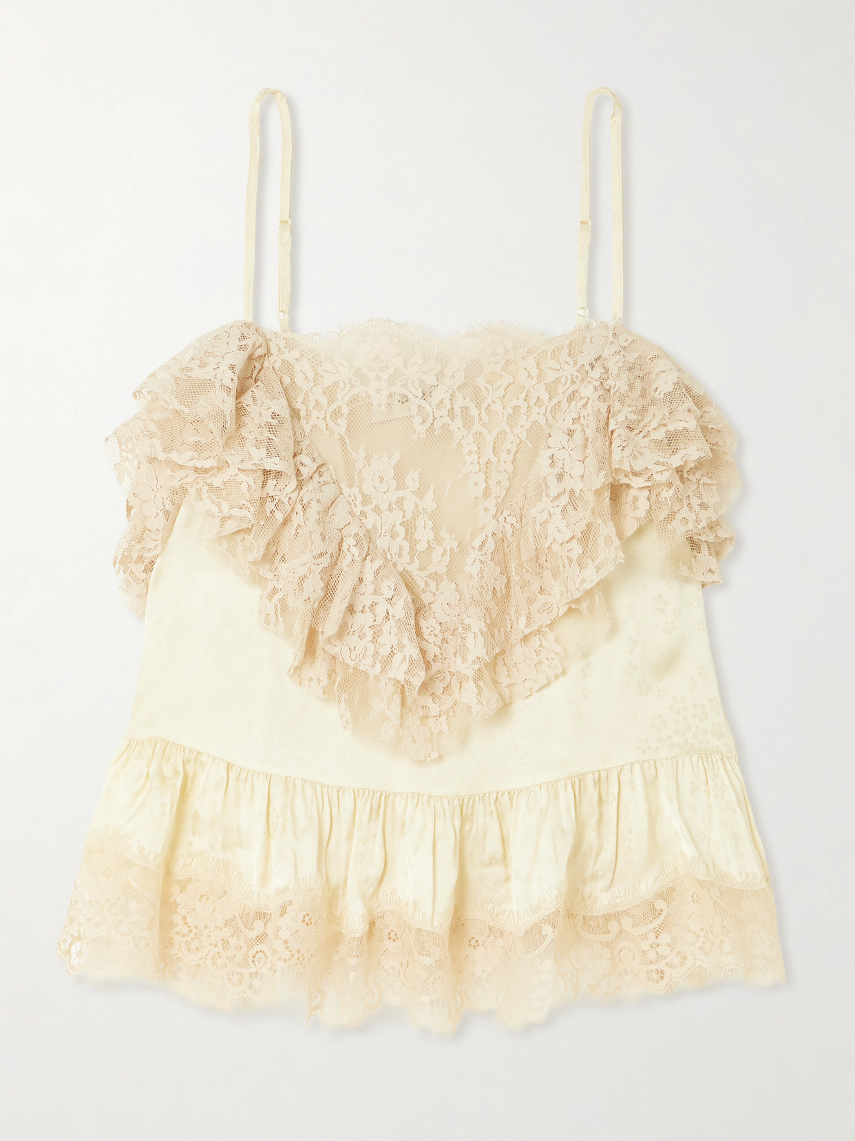 Sea - Ethel Ruffled Lace And Satin-jacquard Camisole - Yellow | NET-A-PORTER (US)
