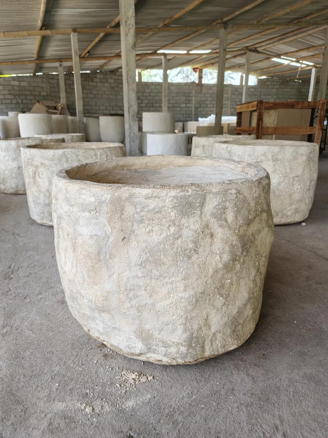 Handcrafted Limestone Reproduction Planter – Round Concrete Cast Stone Trough | Etsy (US)