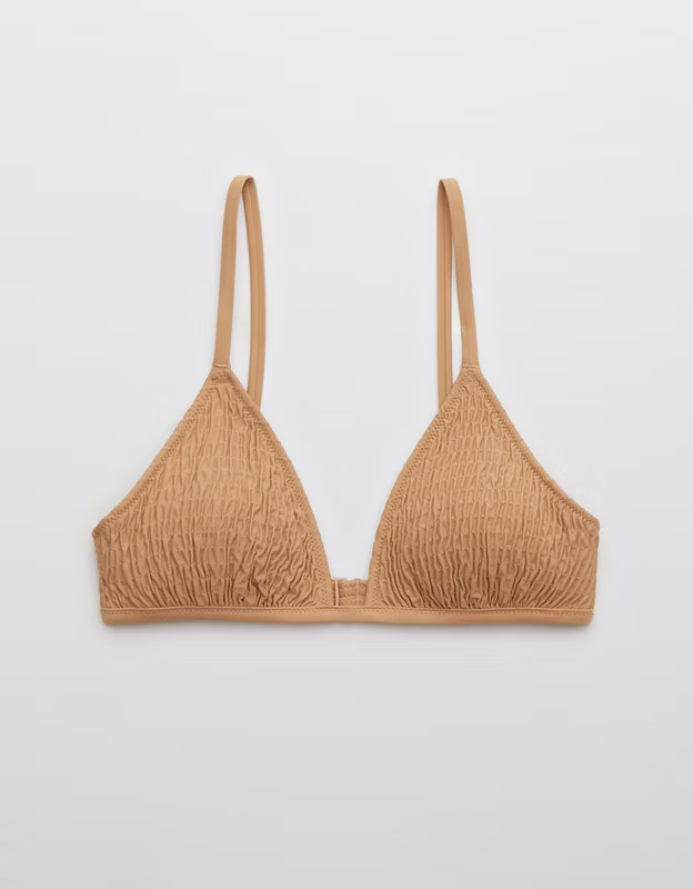 Aerie Smocked Triangle Bikini Top | American Eagle Outfitters (US & CA)