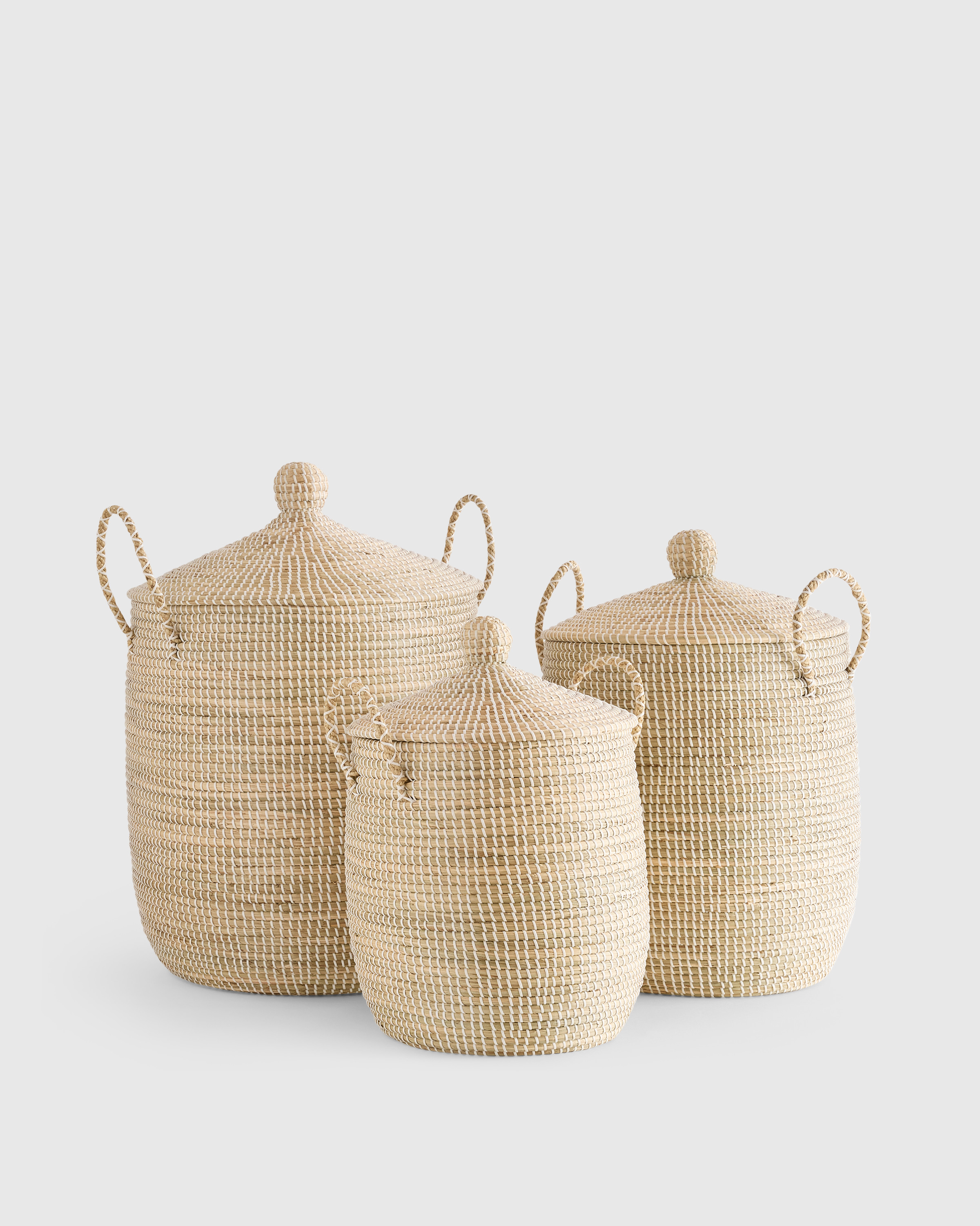 Handwoven Rattan Lidded Storage Baskets in White Wash | Quince