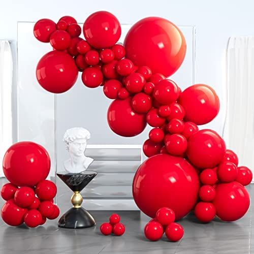PartyWoo Red Balloons, 100 pcs Red Balloons Different Sizes Pack of 36 Inch 18 Inch 12 Inch 10 In... | Amazon (US)