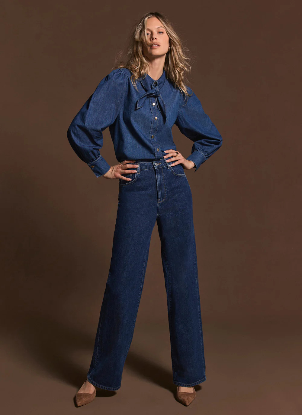 Dark Indigo Workable Wide Jeans | Mint Velvet