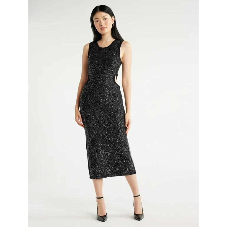 Scoop Women's Sleeveless Sequin Midi Sweater Dress, Sizes XS-XXL | Walmart (US)