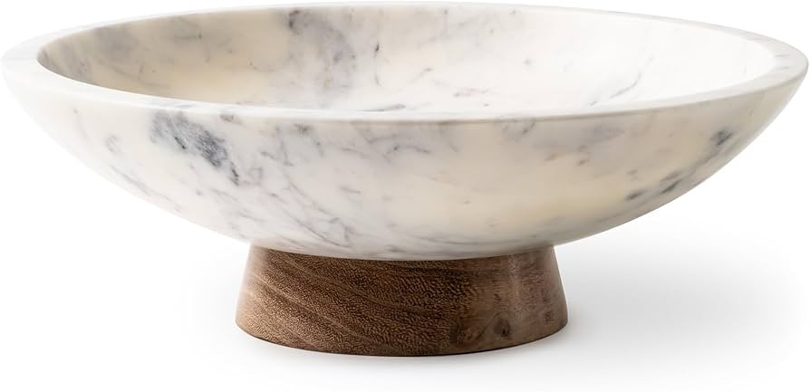 Cork & Mill Marble Decorative Bowl for Home Decor - Handcrafted Natural Stone with Acacia Wood Pe... | Amazon (US)