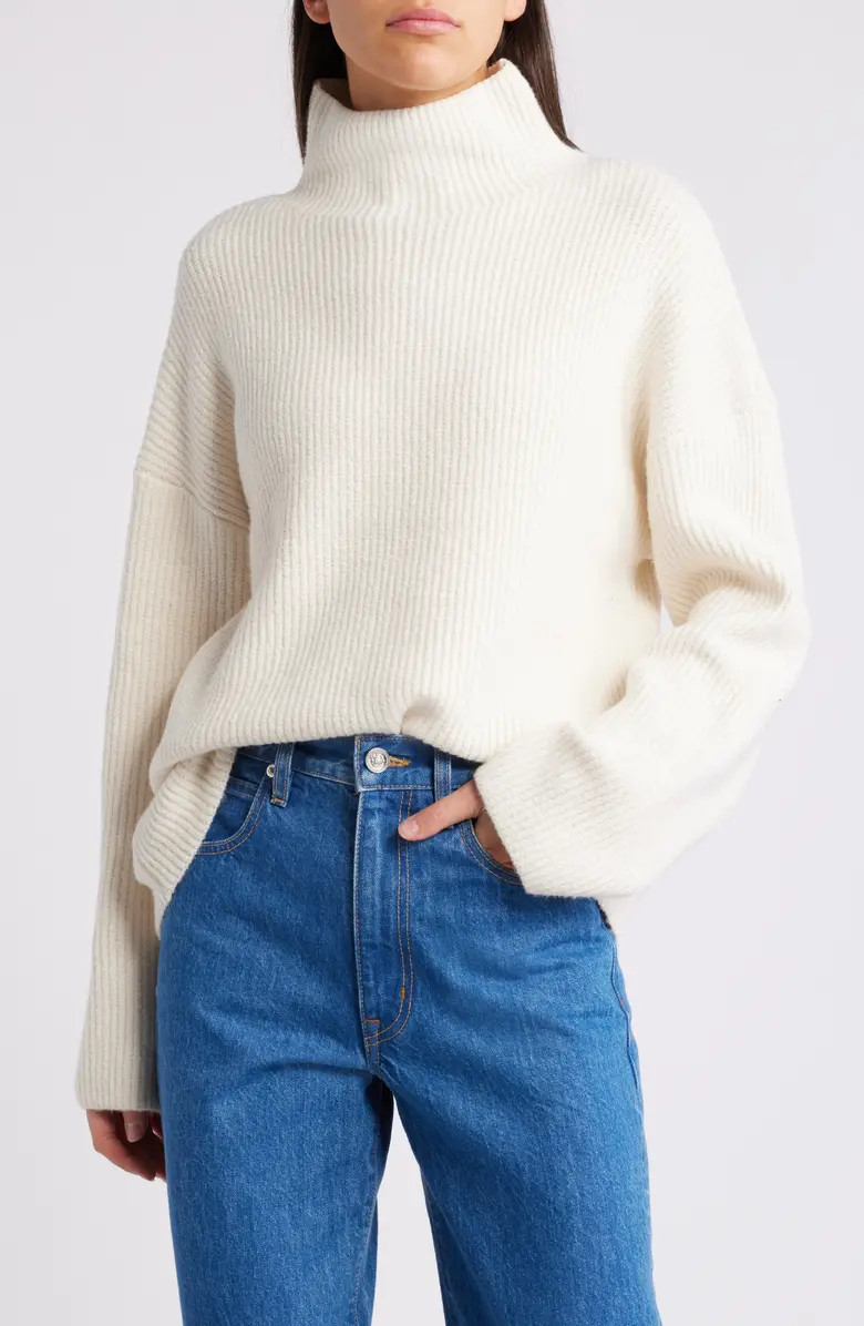 Relaxed Turtleneck Cotton Blend Sweater | Nordstrom