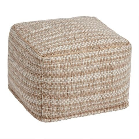 Natural Basket Weave Indoor Outdoor Pouf | World Market