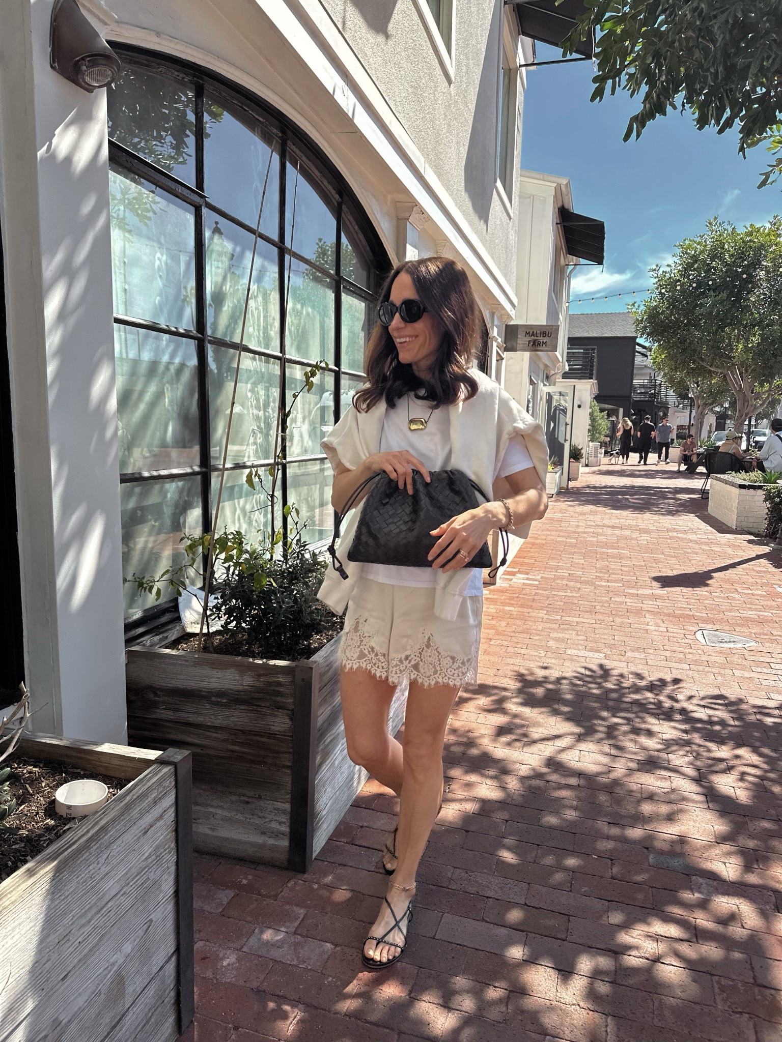 A beautiful summer day in winter 
Love these lace and silk shorts with a sweater or a tee depending on the weather 
Run true to size 

#LTKOver40