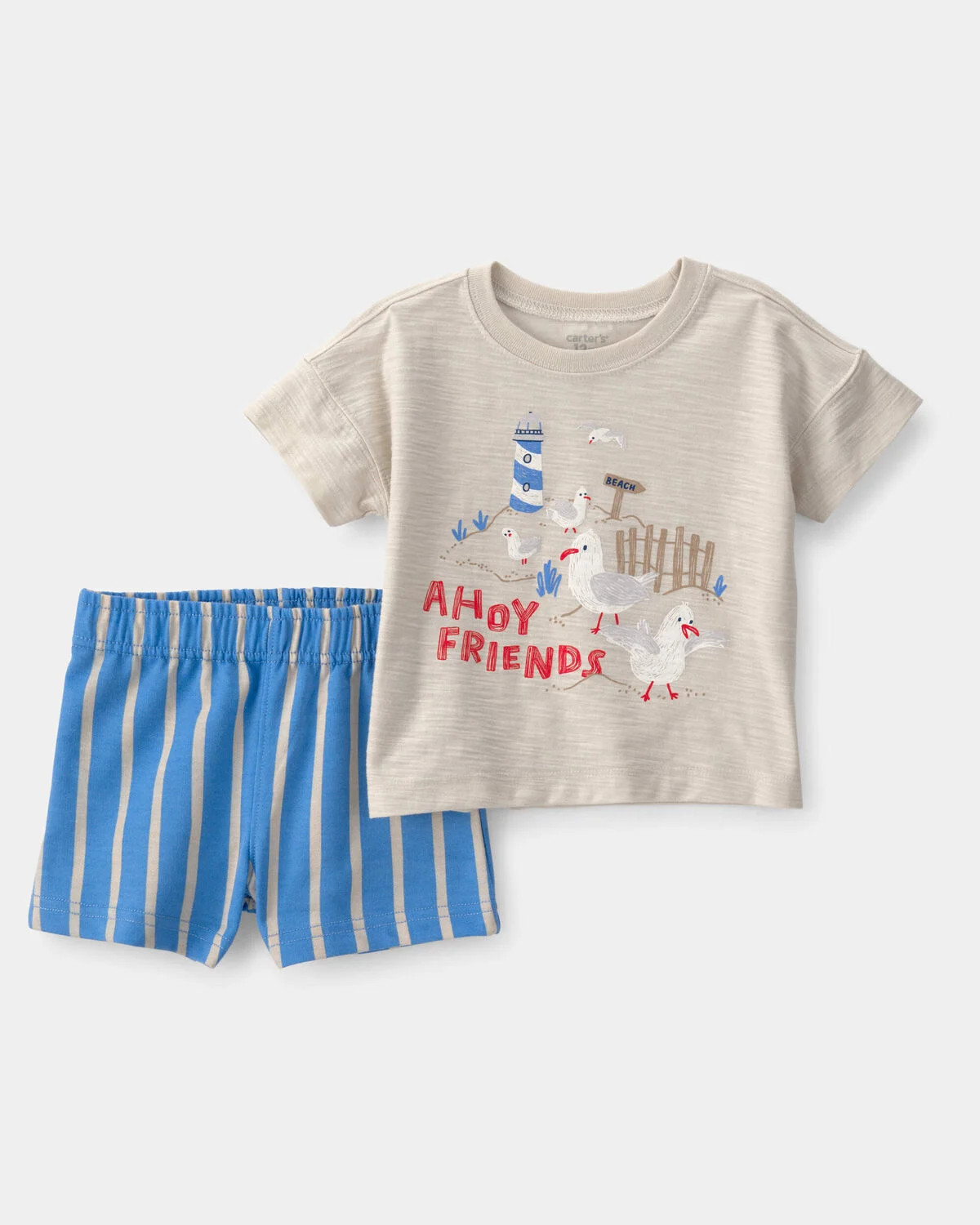 Baby Boy 2-Piece Seagull Top & Short Set - Brown/Blue | Carter's Inc