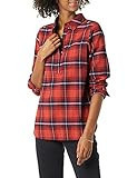 Goodthreads Women's Flannel Long-Sleeve Relaxed-Fit Half Placket Popover Shirt, Red, Scottish Plaid, Small | Amazon (US)