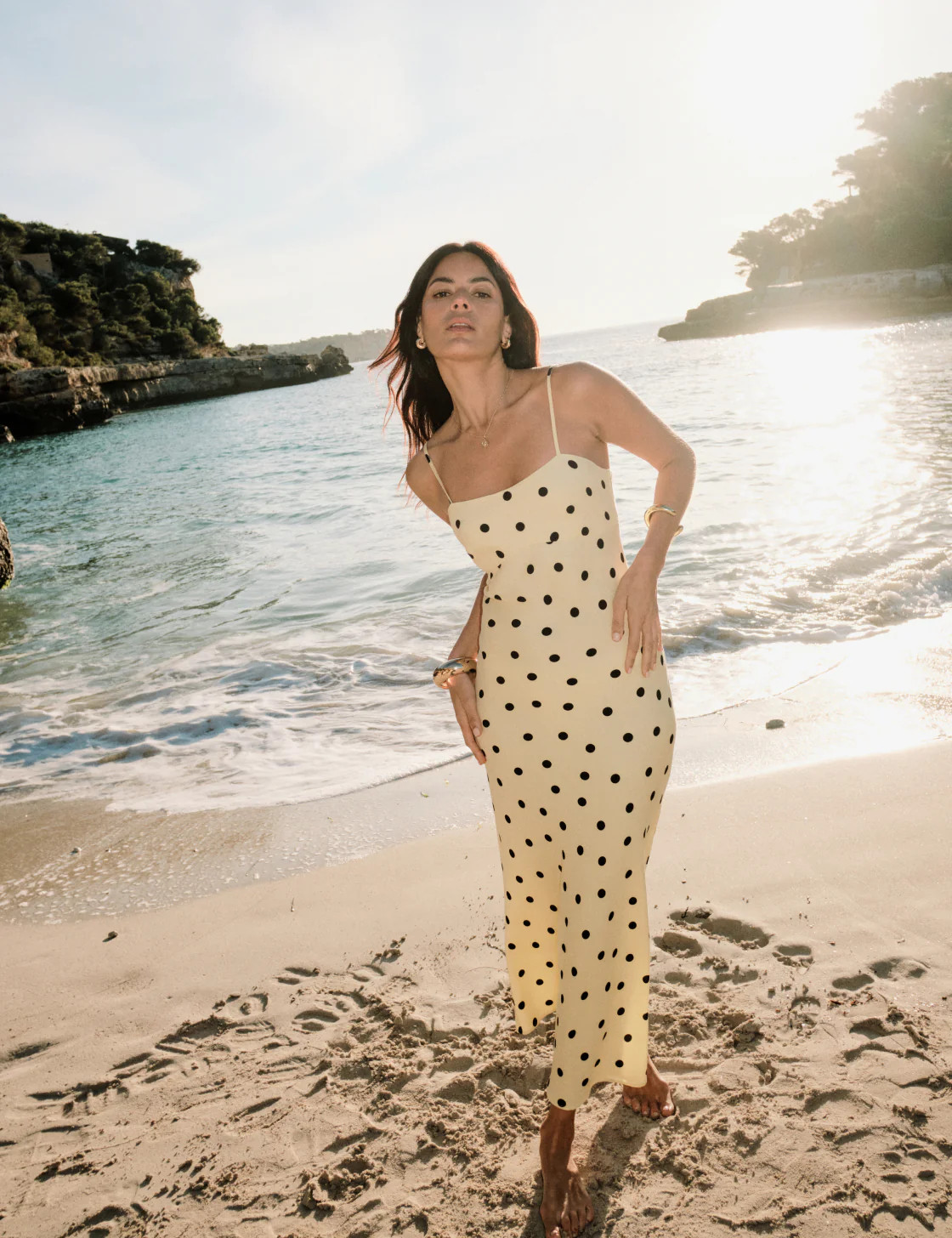 Yellow and Black Polka Dot Debbie Maxi Dress | Nobody's Child