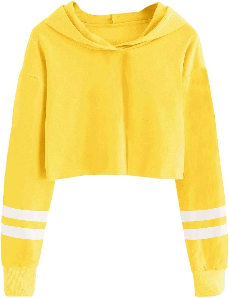 Imily Bela Kids Crop Tops Girls Striped Long Sleeve Fashion Hoodies Pullover Sweatshirts | Amazon (US)