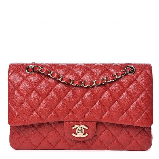 CHANEL Caviar Quilted Medium Double Flap Red | Fashionphile