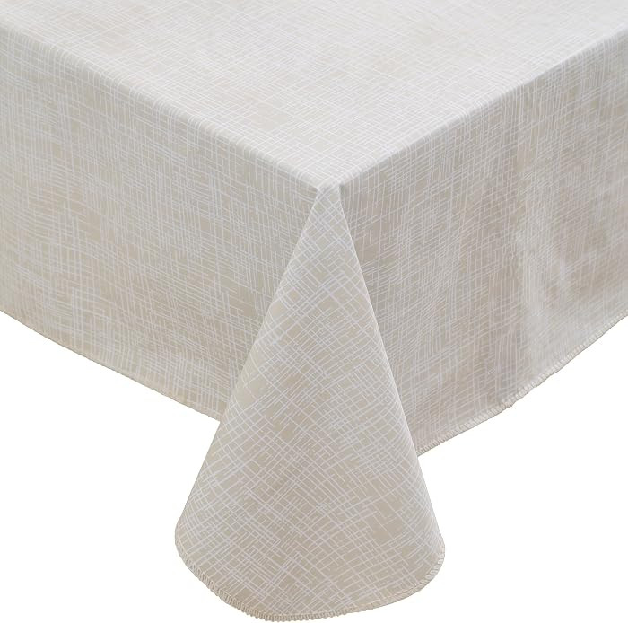 Heavy Duty Vinyl Tablecloth with Flannel Backing Waterproof Oil-Proof Plastic Table Cloth Stain-R... | Amazon (US)