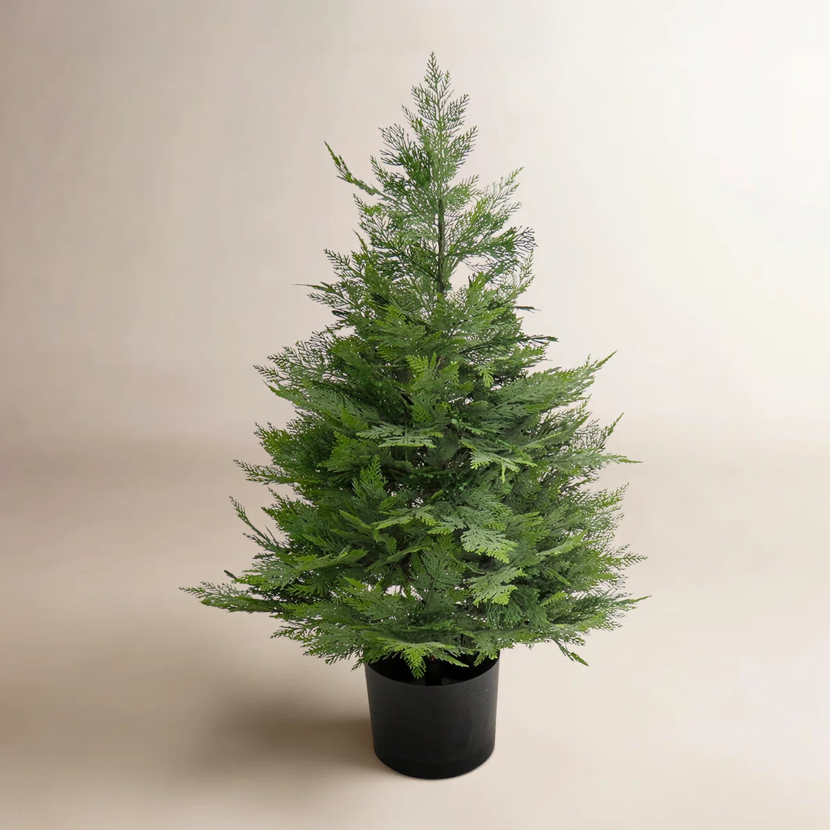 3 ft Artificial Cypress Topiary Tree, Realistic Fake Tree Potted Plant, Black Plastic Nursery Pot | Wayfair North America