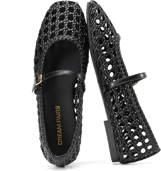 DREAM PAIRS Woven Ballet Mary Jane Flats for Women Dressy Comfortable Square Toe Ballerina Flats ... | Amazon (US)