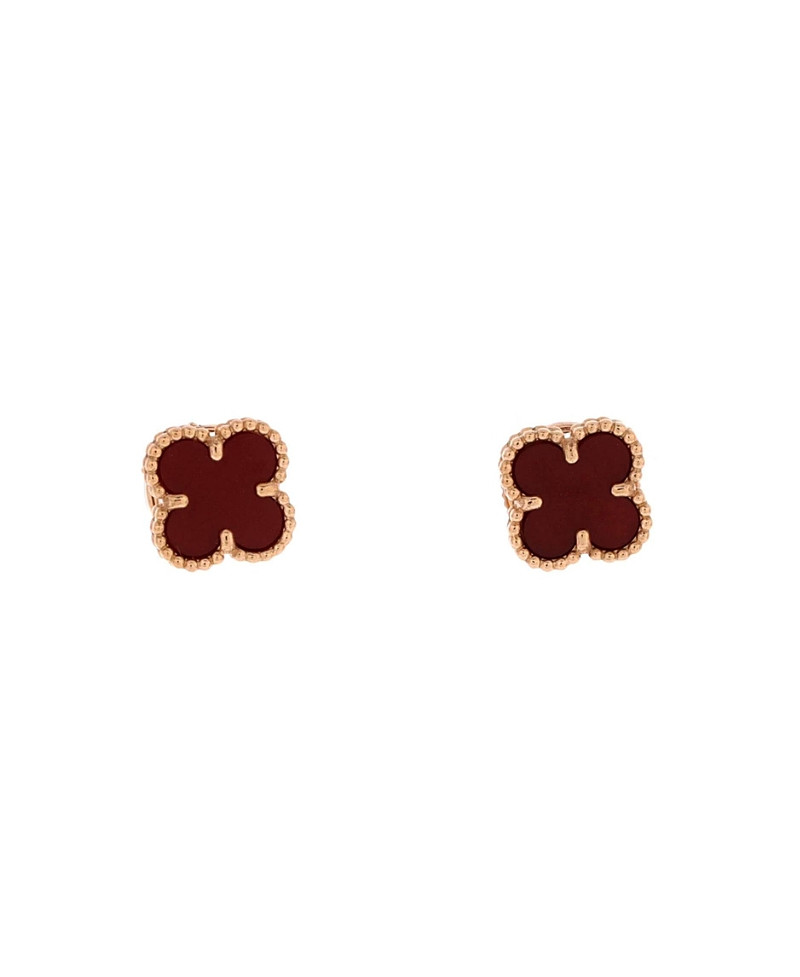 Pre-Owned Van Cleef & Arpels Sweet Alhambra Stud Earrings 18K Rose Gold and Carnelian | Bloomingdale's (US)