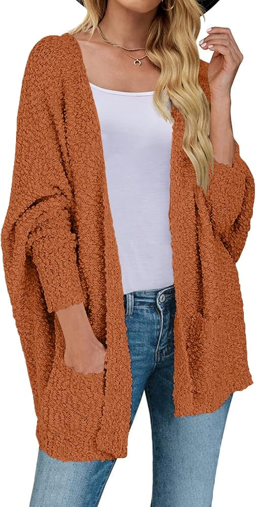 ZESICA Women's 2024 Fall Winter Popcorn Long Sleeve Open Front Chunky Knit Oversized Cardigan Swe... | Amazon (US)