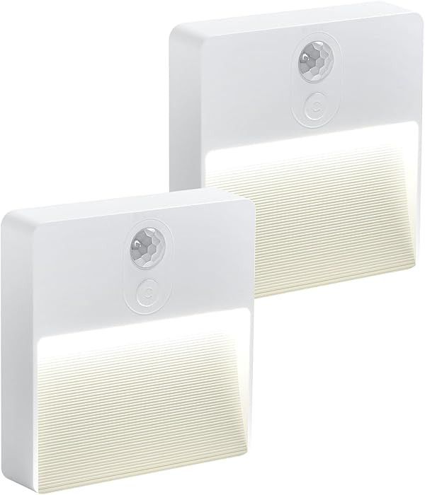 HOTUT Motion Sensor Night Light,2pcs Stick-On Battery Powered Night Lights,Warm Light,4 RGB Color... | Amazon (UK)