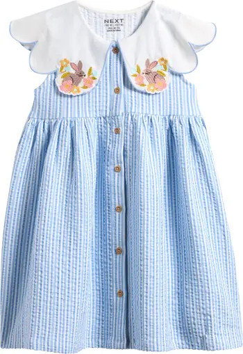 Kids' Statement Collar Seersucker Dress | Nordstrom