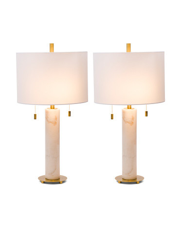 2pk 26in Dual Pull Cord Marble Table Lamps | TJ Maxx
