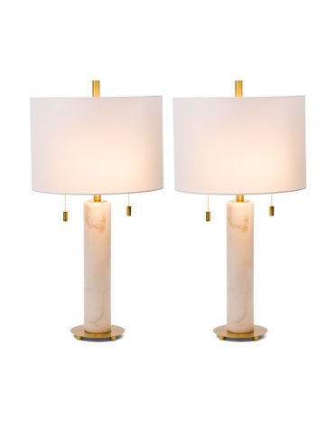 2pk 26in Dual Pull Cord Marble Table Lamps | TJ Maxx