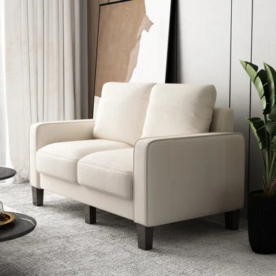 Beige Fabric Living Room Seating - Solid Wood & Metal Structure, Comfortable Elastic Sponge Filled Cushions, Easy Assembly Available Modern In Hue Bui | Wayfair North America