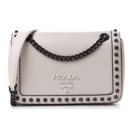 New Prada White Glace Leather Studded Trim Crossbody Handbag 1BD147 | Walmart (US)