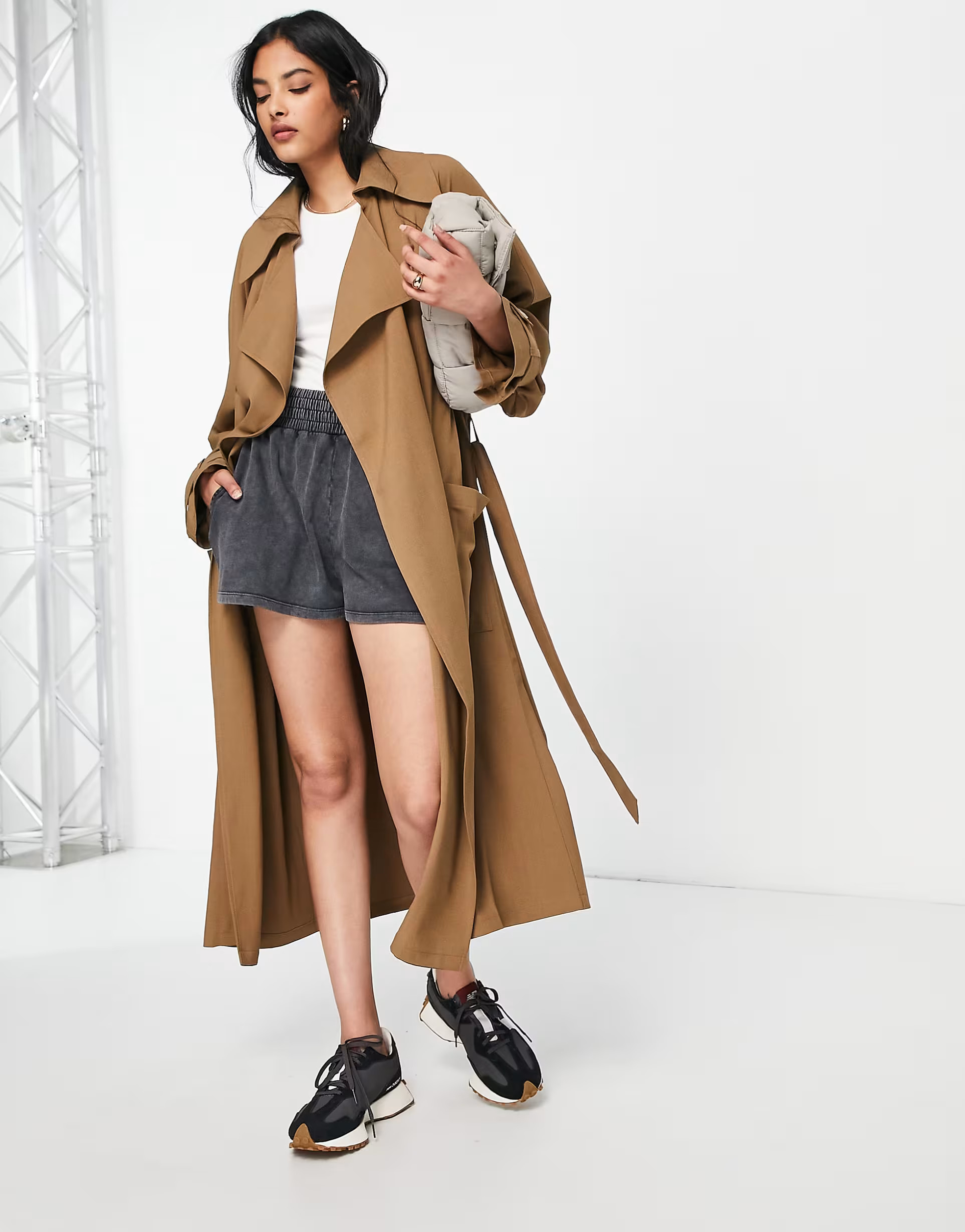 Topshop twill fluid duster coat in camel | ASOS (Global)